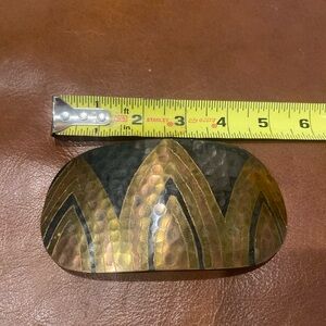 Vintage brass & copper Hammered Mixed metal belt buckle